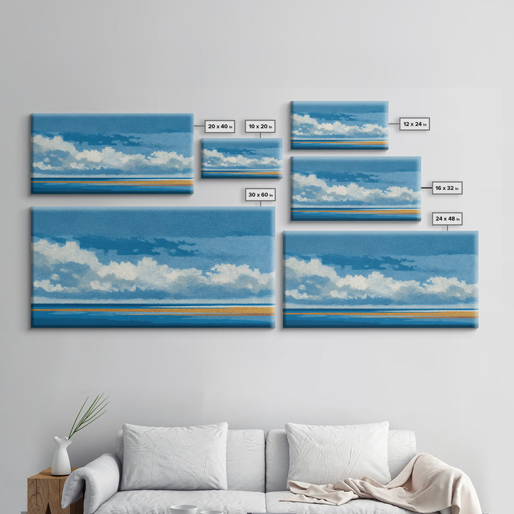 Simple Blue Horizon Canvas Print, Minimalist Art, Printable Wall Art, Living Room Decor, Fine Art, Minimal, Abstract Wall Art, MIN-2x1-98