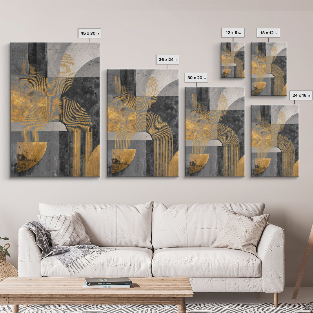 Single Gold Line Curve on Charcoal Framed Canvas Print, Minimalist Art, Art Print, Living Room Decor, Fine Art, Minimal, MIN-2x3-1
