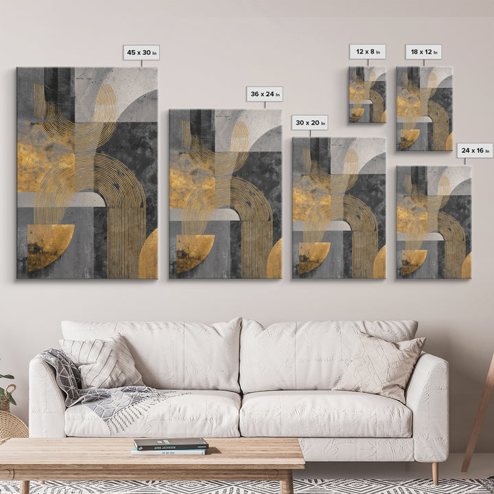 Single Gold Line Curve on Charcoal Framed Canvas Print, Minimalist Art, Art Print, Living Room Decor, Fine Art, Minimal, MIN-2x3-1
