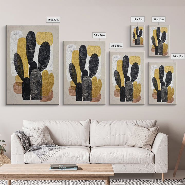 Black and White Cactus Silhouette Framed Canvas Print, Minimalist Art, Minimalist, Living Room Decor, Fine Art, Minimal, MIN-2x3-100