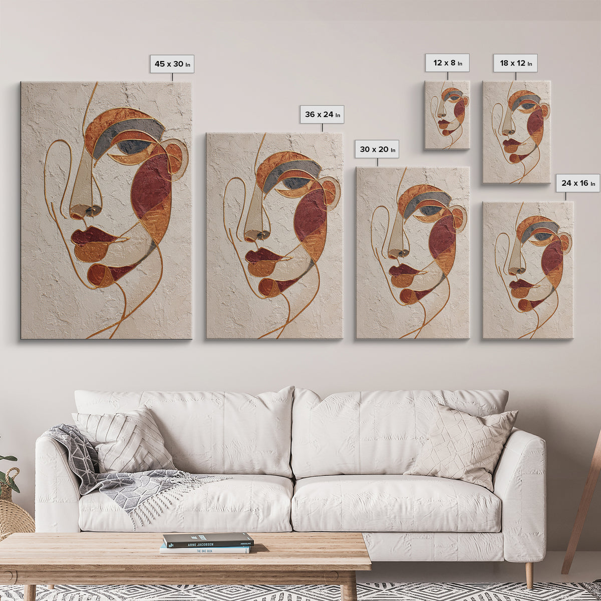 Single Continuous Line Female Face Framed Canvas Print, Minimalist Art, Digital Wall Art, Living Room Decor, Fine Art, Minimal, MIN-2x3-13