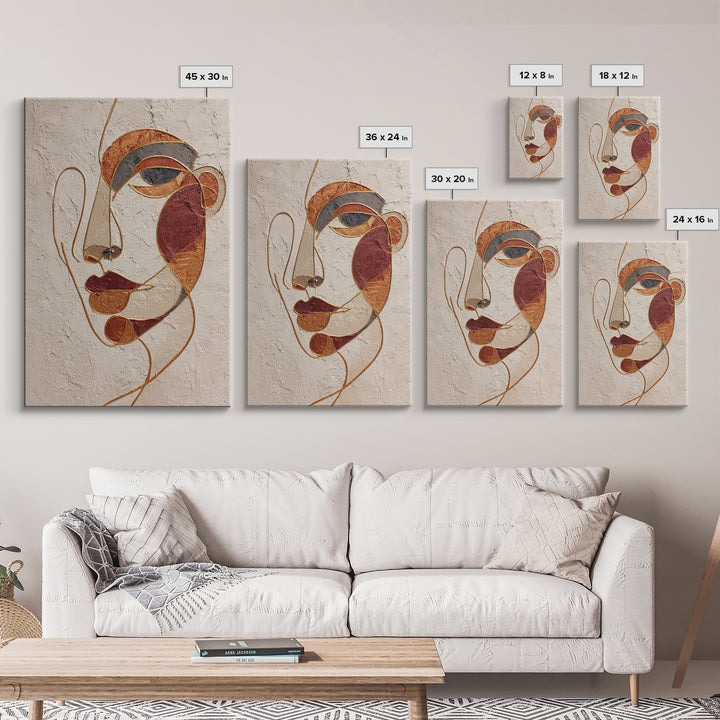 Single Continuous Line Female Face Framed Canvas Print, Minimalist Art, Digital Wall Art, Living Room Decor, Fine Art, Minimal, MIN-2x3-13