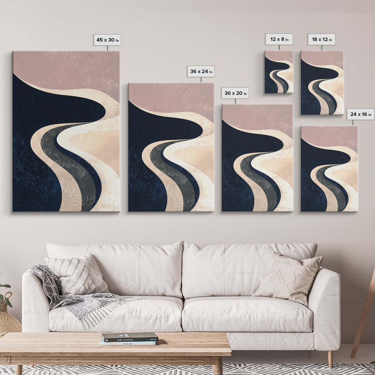 Minimal Abstract Wave Line Framed Canvas Print, Minimalist Art, Art Prints, Living Room Decor, Fine Art, Minimal, Printable Art, MIN-2x3-21