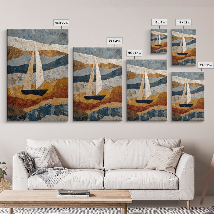 Tiny Sailboat under Open Sky Framed Canvas Print, Minimalist Art, Poster, Living Room Decor, Fine Art, Minimal, Boho, MIN-2x3-22
