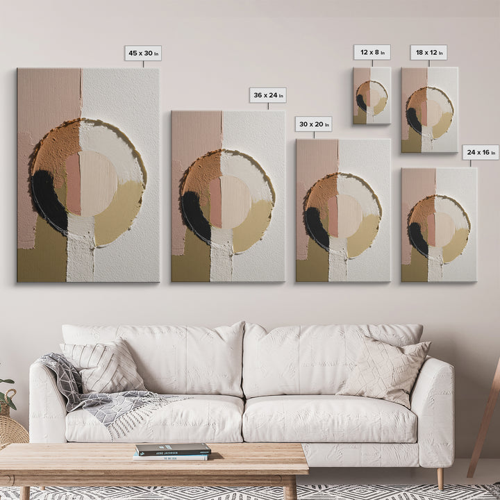 Single Brushstroke Circle Framed Canvas Print, Minimalist Art, Minimalist Decor, Living Room Decor, Fine Art, Minimal, MIN-2x3-30
