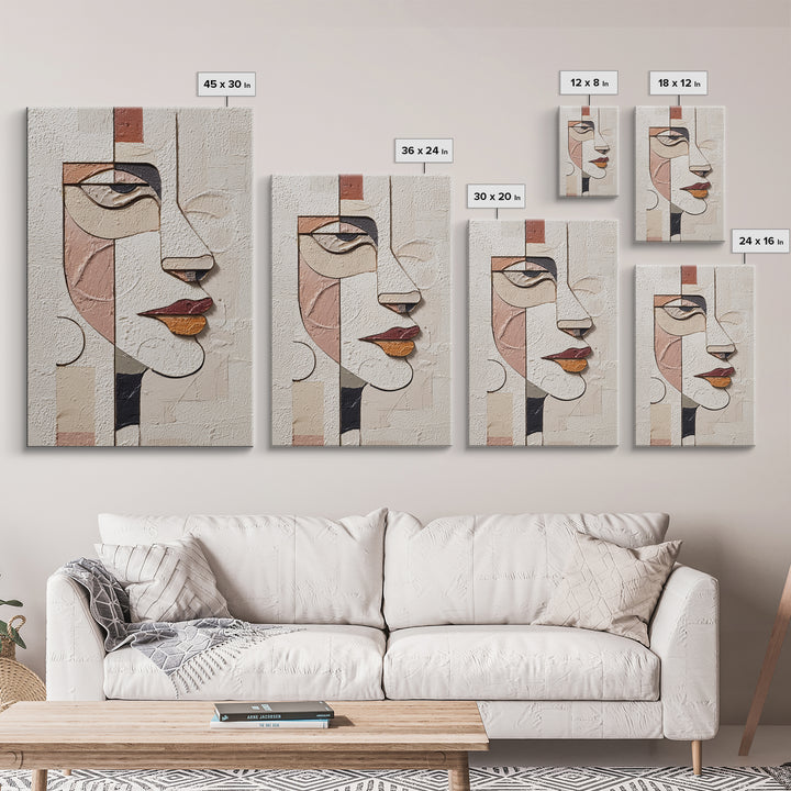 Single Continuous Line Female Face Framed Canvas Print, Minimalist Art, Digital Wall Art, Living Room Decor, Fine Art, Minimal, MIN-2x3-37
