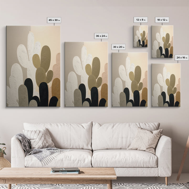Black and White Cactus Silhouette Framed Canvas Print, Minimalist Art, Poster, Living Room Decor, Fine Art, Minimal, Boho, MIN-2x3-52