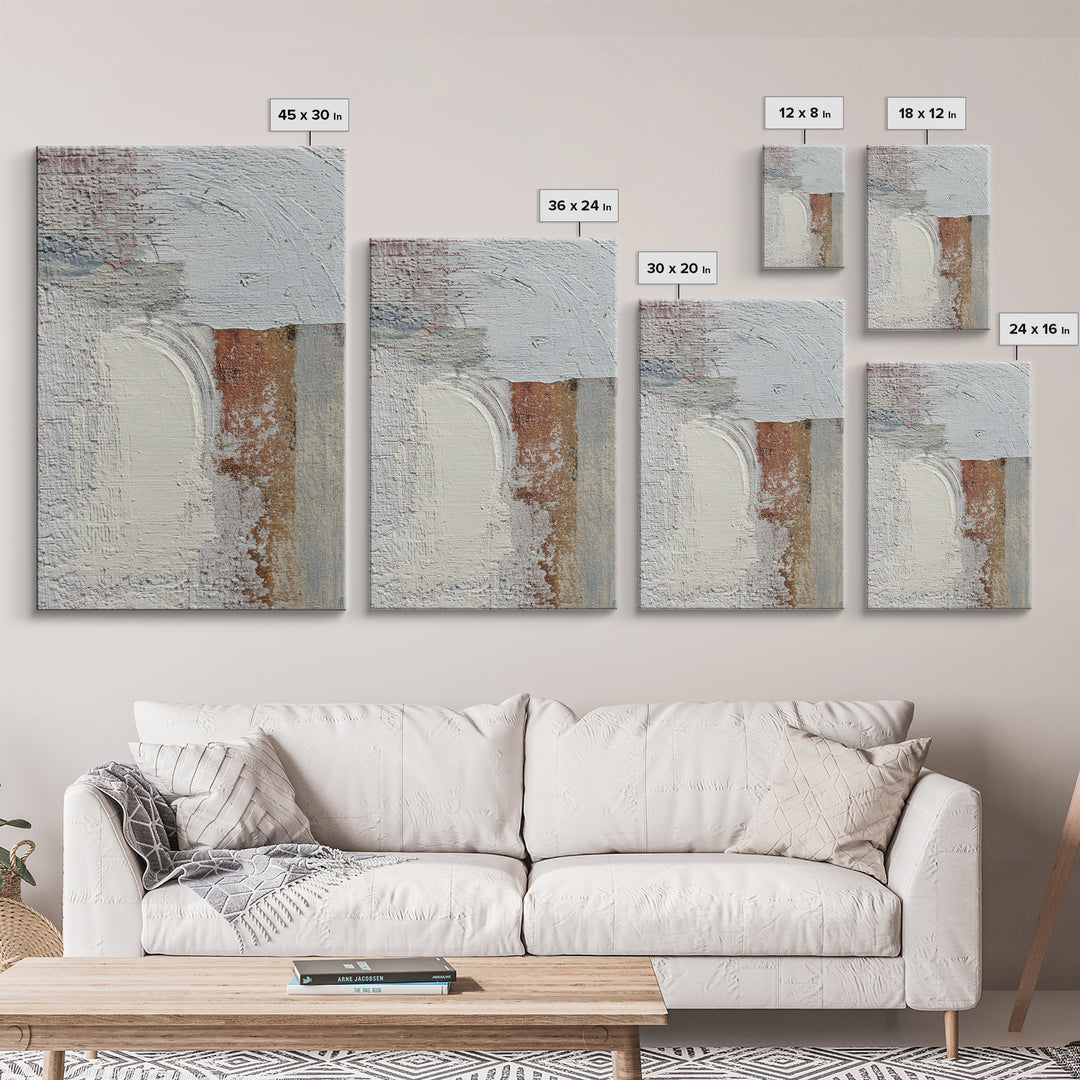 Small Cloud Study Framed Canvas Print, Minimalist Art, Boho, Living Room Decor, Oil Painting, Minimal, Abstract Painting, MIN-2x3-53