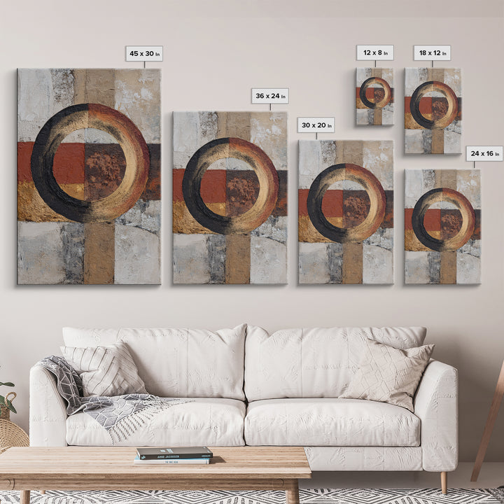 Single Brushstroke Circle Framed Canvas Print, Minimalist Art, Minimalist Decor, Living Room Decor, Fine Art, Minimal, MIN-2x3-6