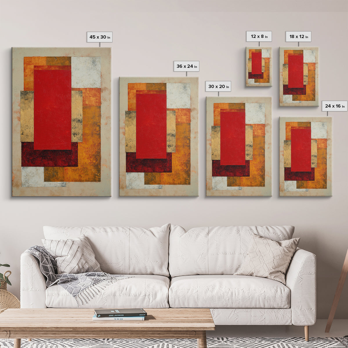 One Red Square Balanced Canvas Print, Minimalist Art, Art Prints, Living Room Decor, Oil Painting, Minimal, Printable Art, MIN-2x3-66