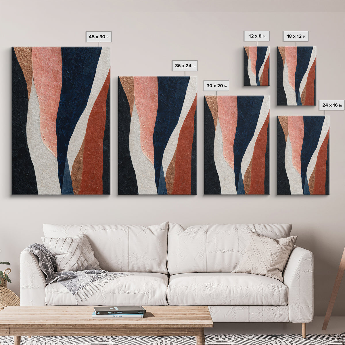 Minimal Abstract Wave Line Framed Canvas Print, Minimalist Art, Digital Print, Living Room Decor, Abstract Art, Minimal, MIN-2x3-69