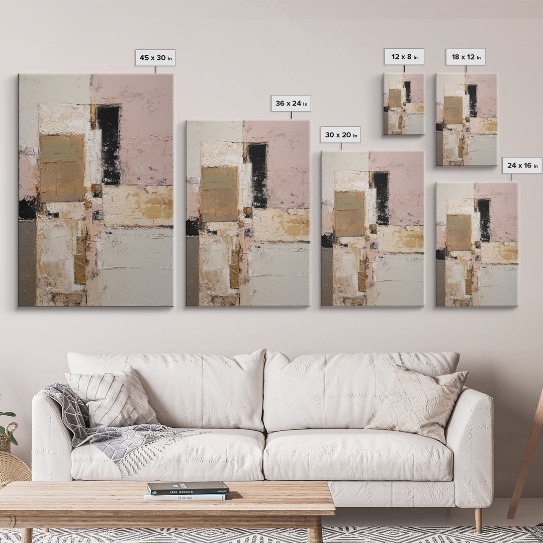 Calm Rectangle Composition Framed Canvas Print, Minimalist Art, Modern Art, Living Room Decor, Oil Painting, Minimal, MIN-2x3-8