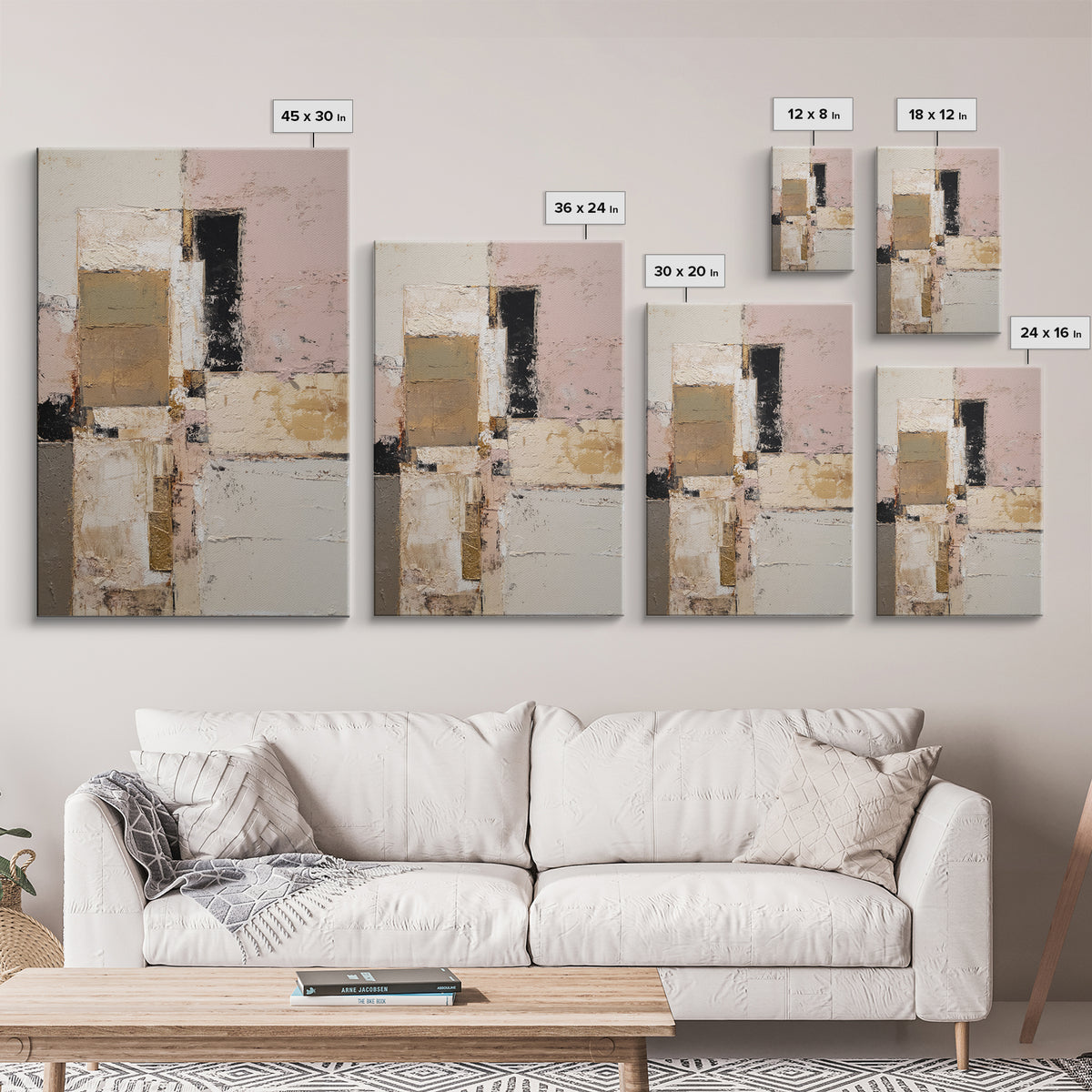 Calm Rectangle Composition Framed Canvas Print, Minimalist Art, Modern Art, Living Room Decor, Oil Painting, Minimal, MIN-2x3-8