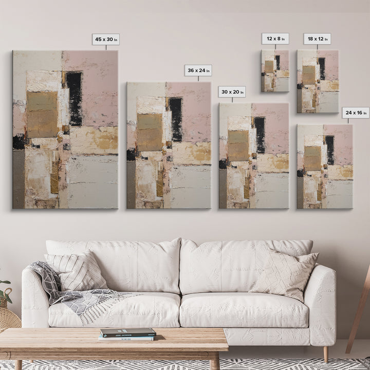 Calm Rectangle Composition Framed Canvas Print, Minimalist Art, Modern Art, Living Room Decor, Oil Painting, Minimal, MIN-2x3-8
