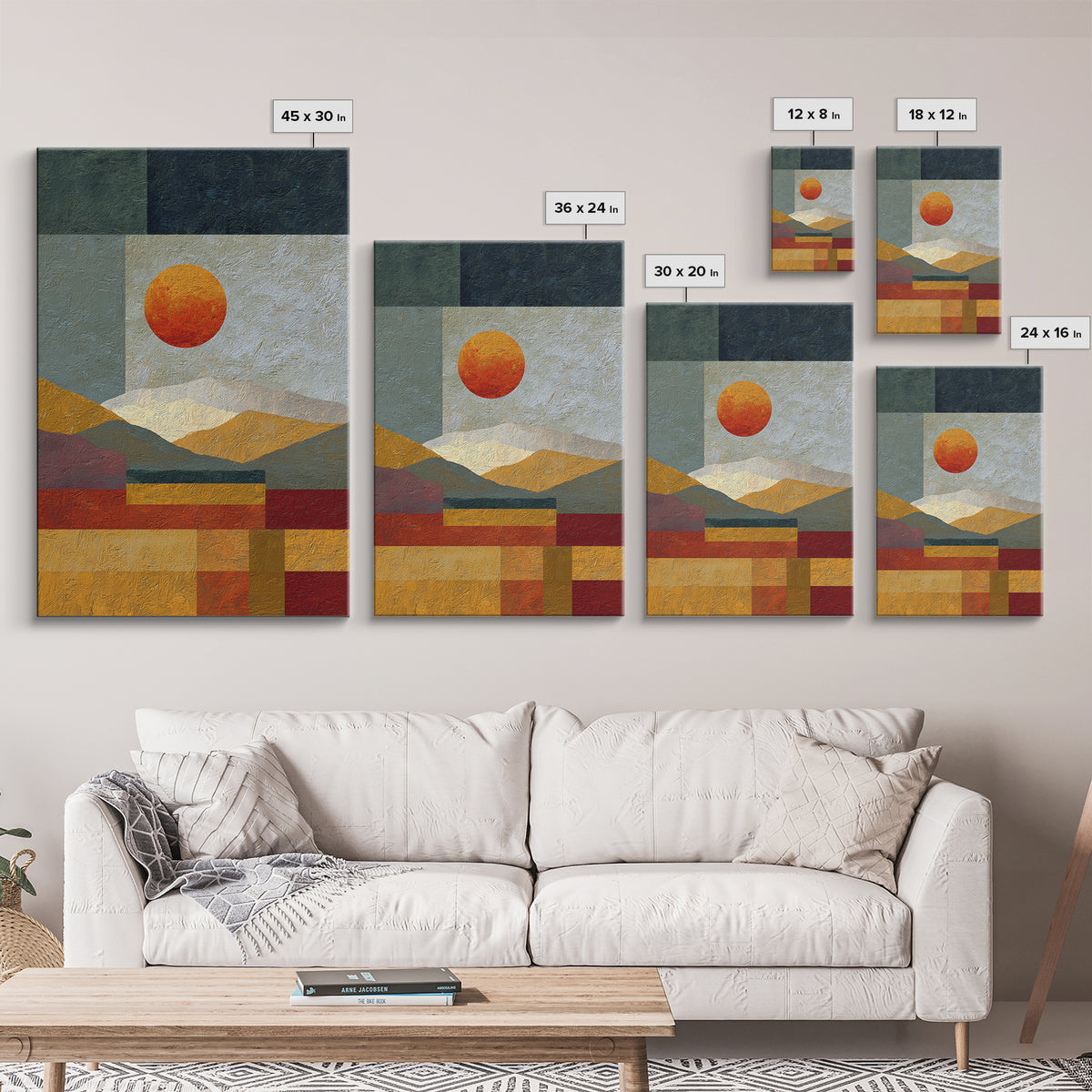 Simple Geometric Sun Canvas Print, Minimalist Art, Modern Art, Living Room Decor, Abstract Art, Minimal, Minimalist Decor, MIN-2x3-95