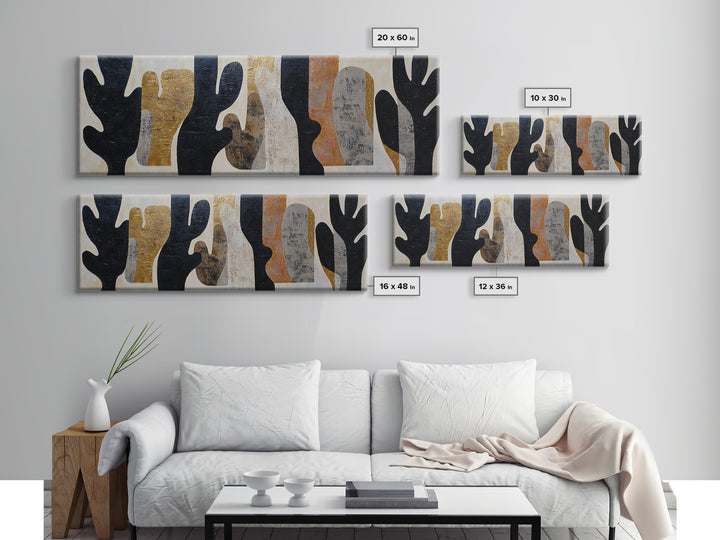 Black and White Cactus Silhouette Framed Canvas Print, Minimalist Art, Japanese Wall Art, Living Room Decor, Fine Art, Minimal, MIN-3x1-12