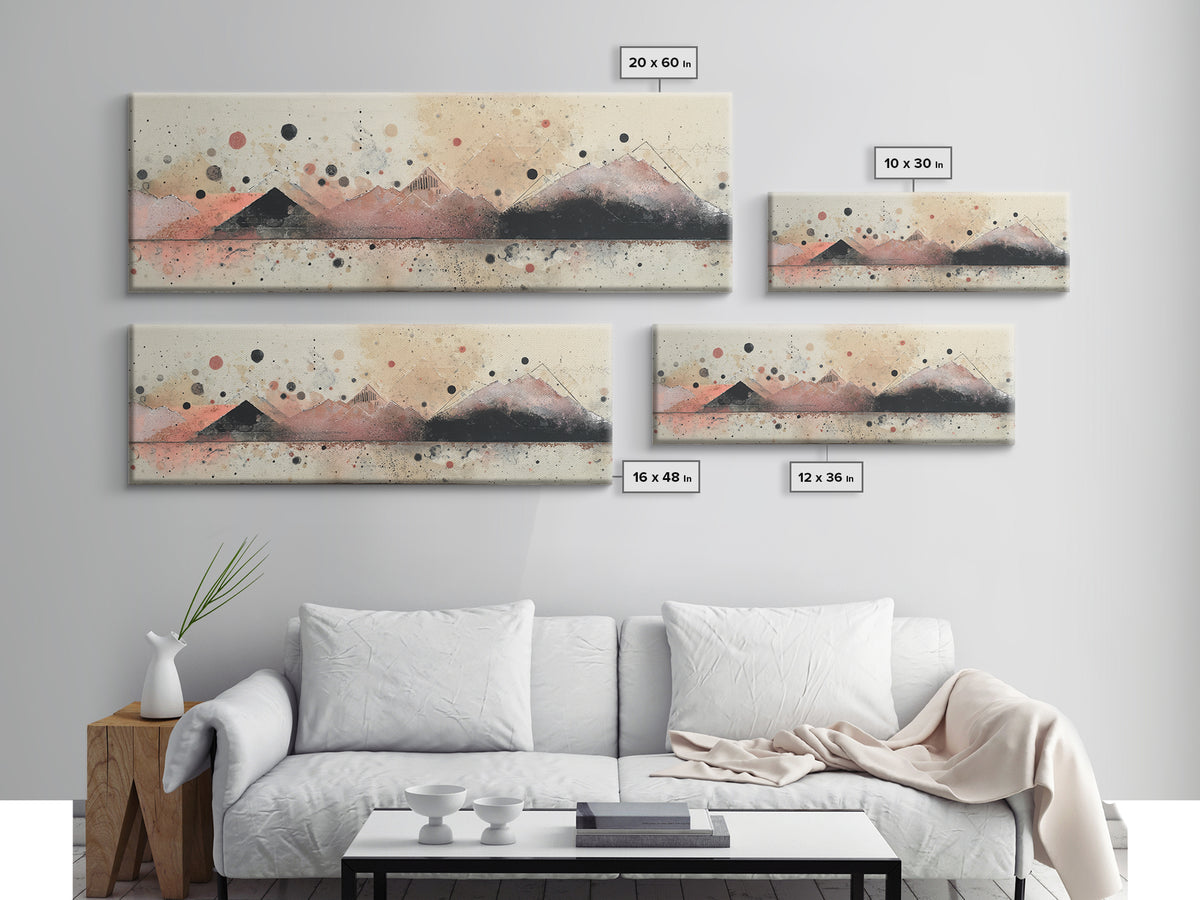 Thin Line Mountain Framed Canvas Print, Minimalist Art, Movie Poster, Living Room Decor, Fine Art, Minimal, Modern Wall Art, MIN-3x1-18