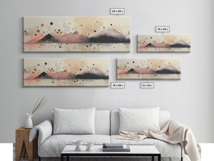 Thin Line Mountain Framed Canvas Print, Minimalist Art, Movie Poster, Living Room Decor, Fine Art, Minimal, Modern Wall Art, MIN-3x1-18