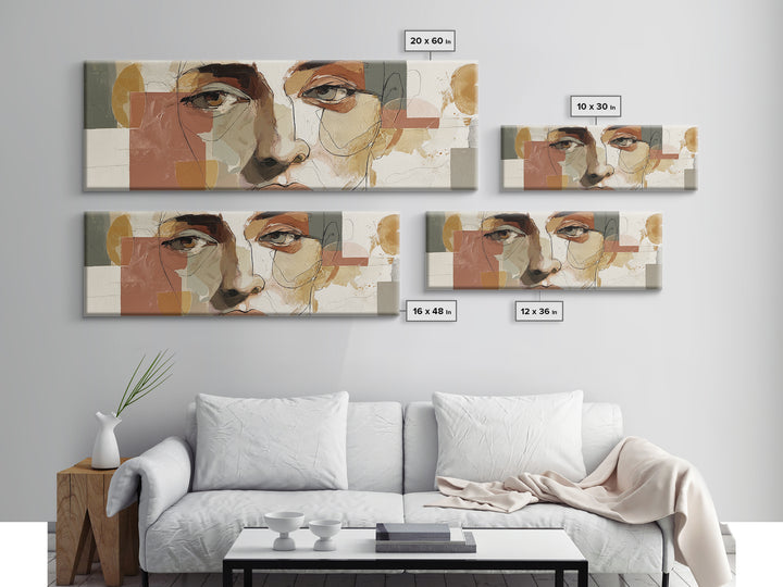 Single Continuous Line Female Face Canvas Print, Minimalist Art, Japanese Wall Art, Living Room Decor, Fine Art, Minimal, MIN-3x1-21