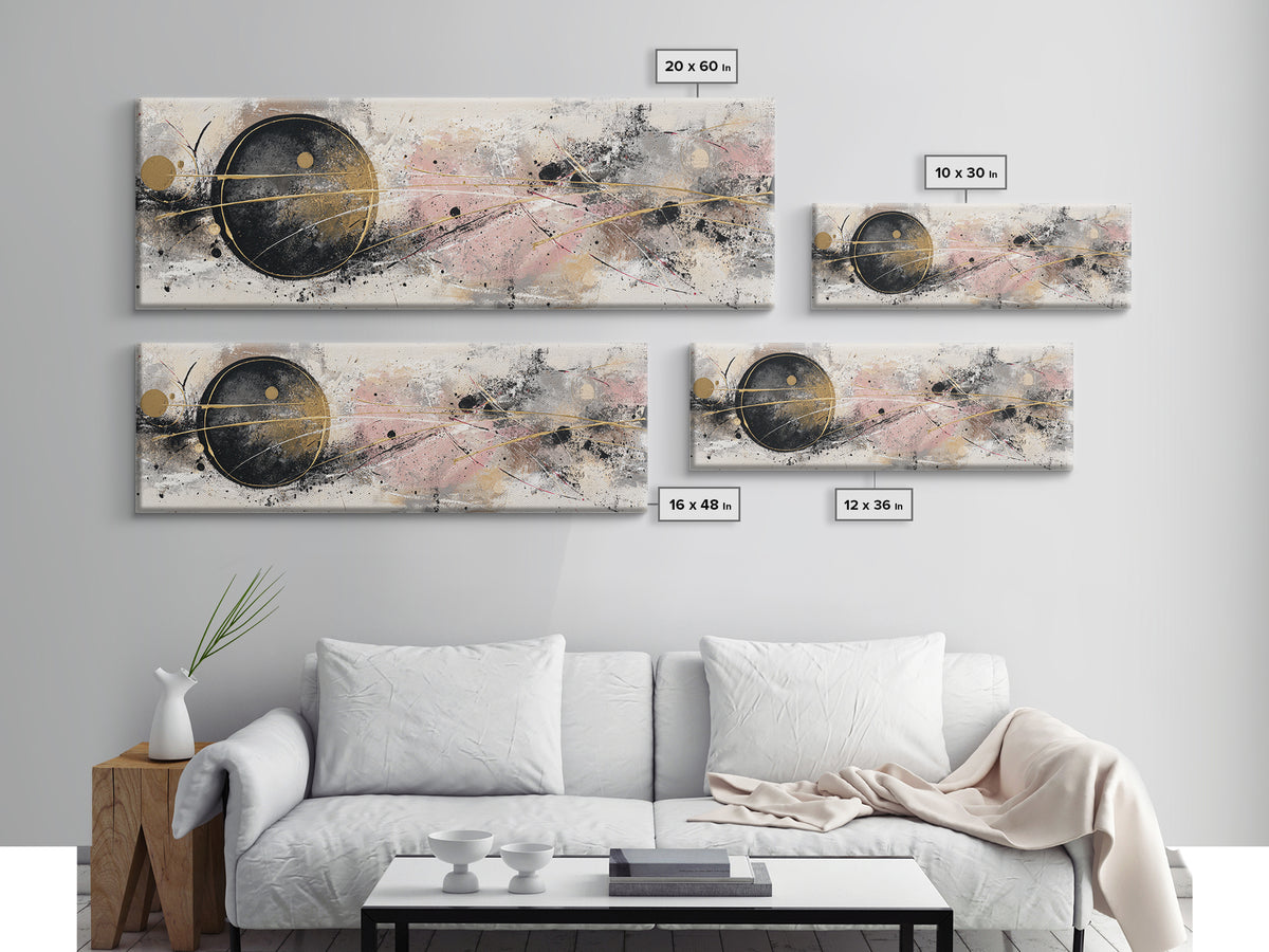 Single Gold Line Curve on Charcoal Canvas Print, Minimalist Art, Boho Wall Art, Living Room Decor, Fine Art, Minimal, MIN-3x1-33