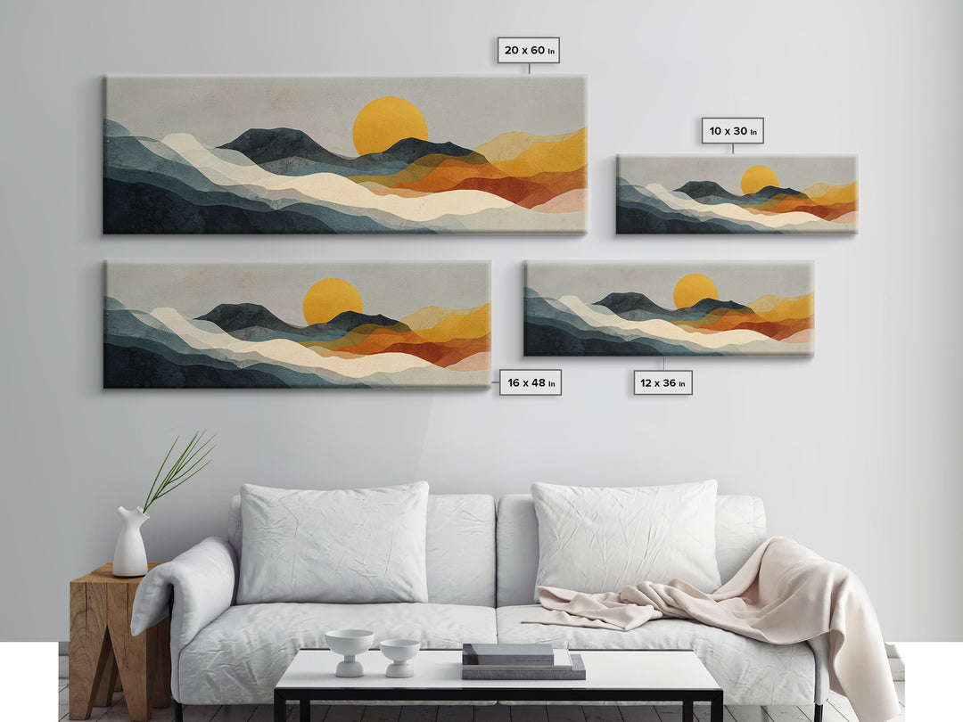 Thin Line Mountain Canvas Print, Minimalist Art, Printable Art, Living Room Decor, Minimal, Neutral Decor, Modern Decor, MIN-3x1-42