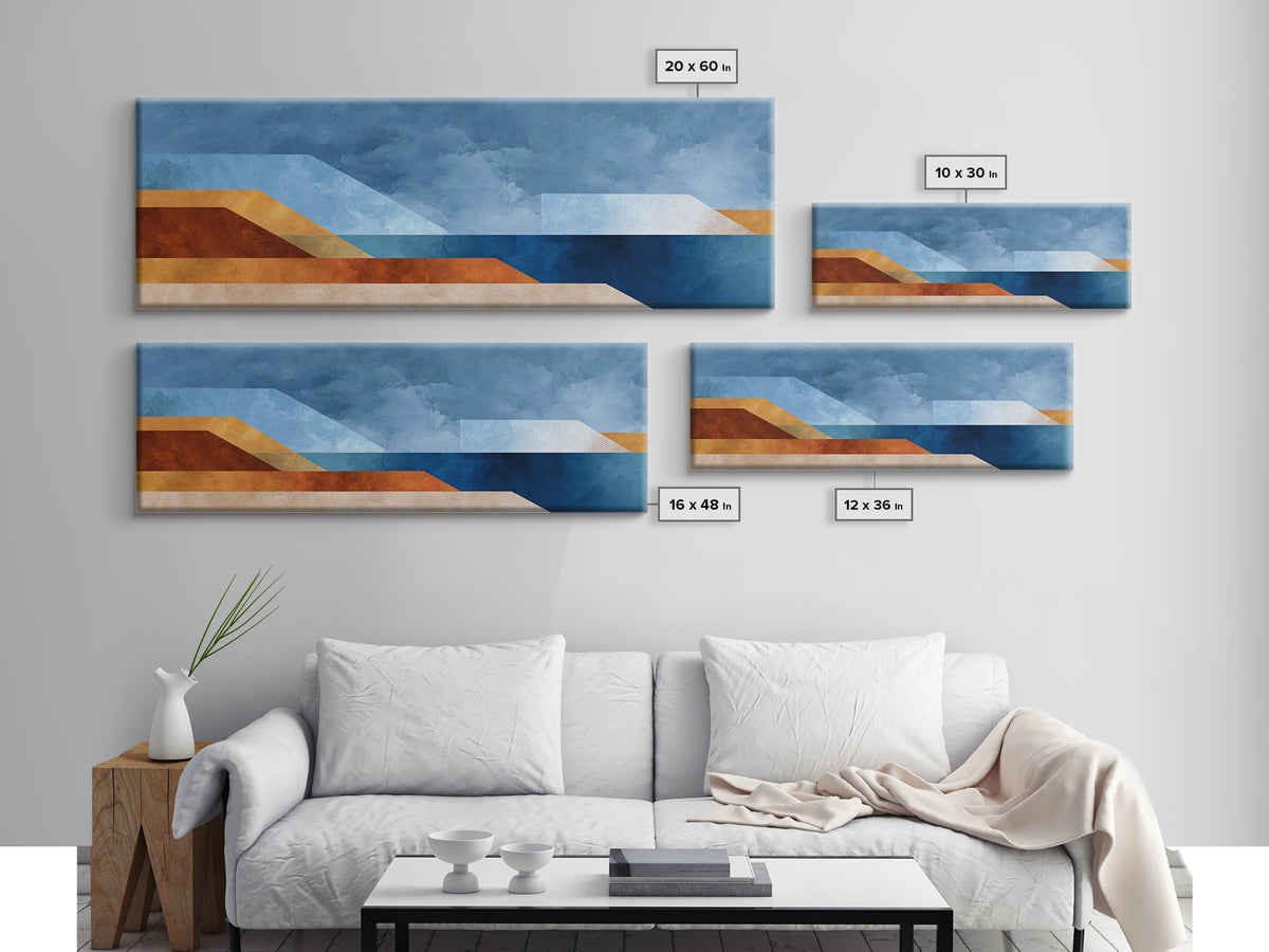 Simple Blue Horizon Canvas Print, Minimalist Art, Wall Art, Living Room Decor, Fine Art, Minimal, Large Wall Art, Movie Poster, MIN-3x1-70