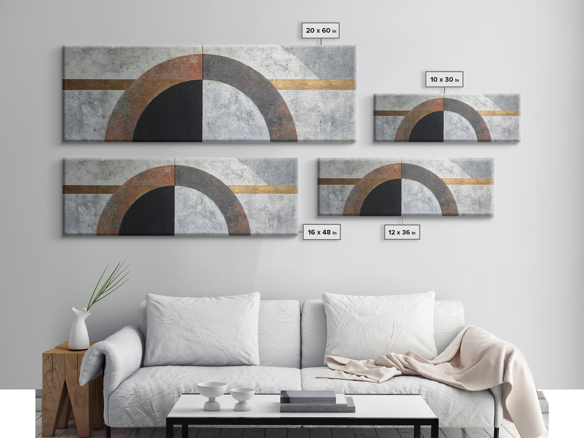 Monochrome Arch and Shadow Composition Framed Canvas Print, Minimalist Art, Poster, Living Room Decor, Fine Art, Minimal, MIN-3x1-72