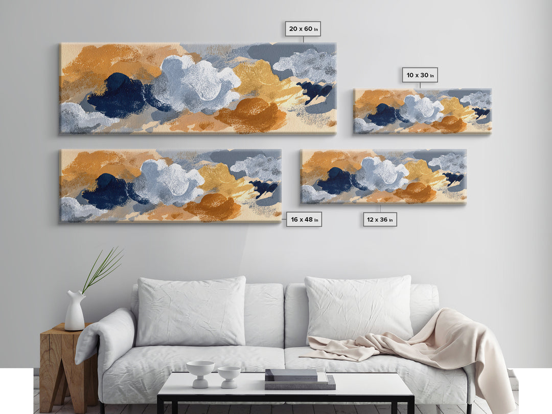 Small Cloud Study Canvas Print, Minimalist Art, Modern Art, Living Room Decor, Oil Painting, Minimal, Minimalist Decor, MIN-3x1-85
