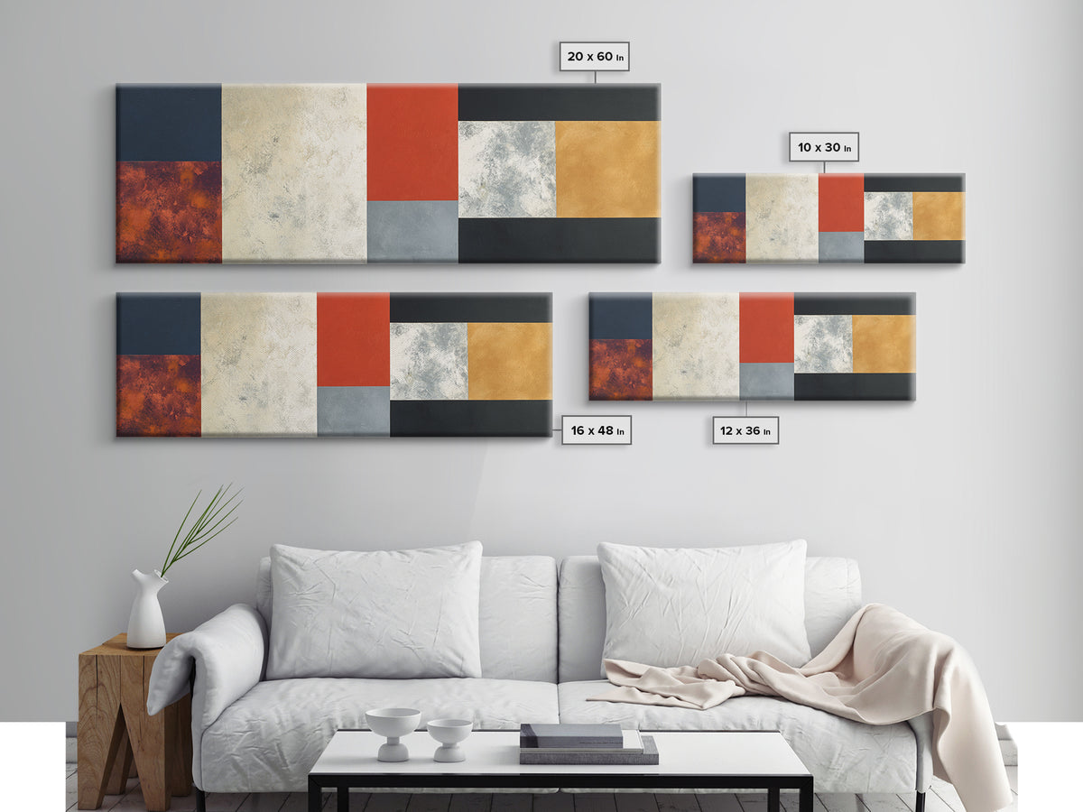 One Red Square Balanced Canvas Print, Minimalist Art, Abstract Painting, Living Room Decor, Fine Art, Minimal, MIN-3x1-98