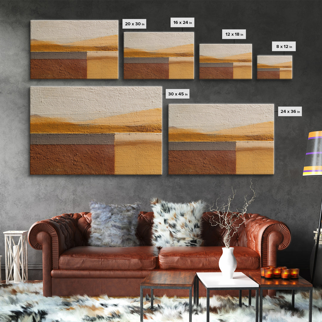 Calm Rectangle Composition Framed Canvas Print, Minimalist Art, Wall Art, Living Room Decor, Oil Painting, Minimal, MIN-3x2-100