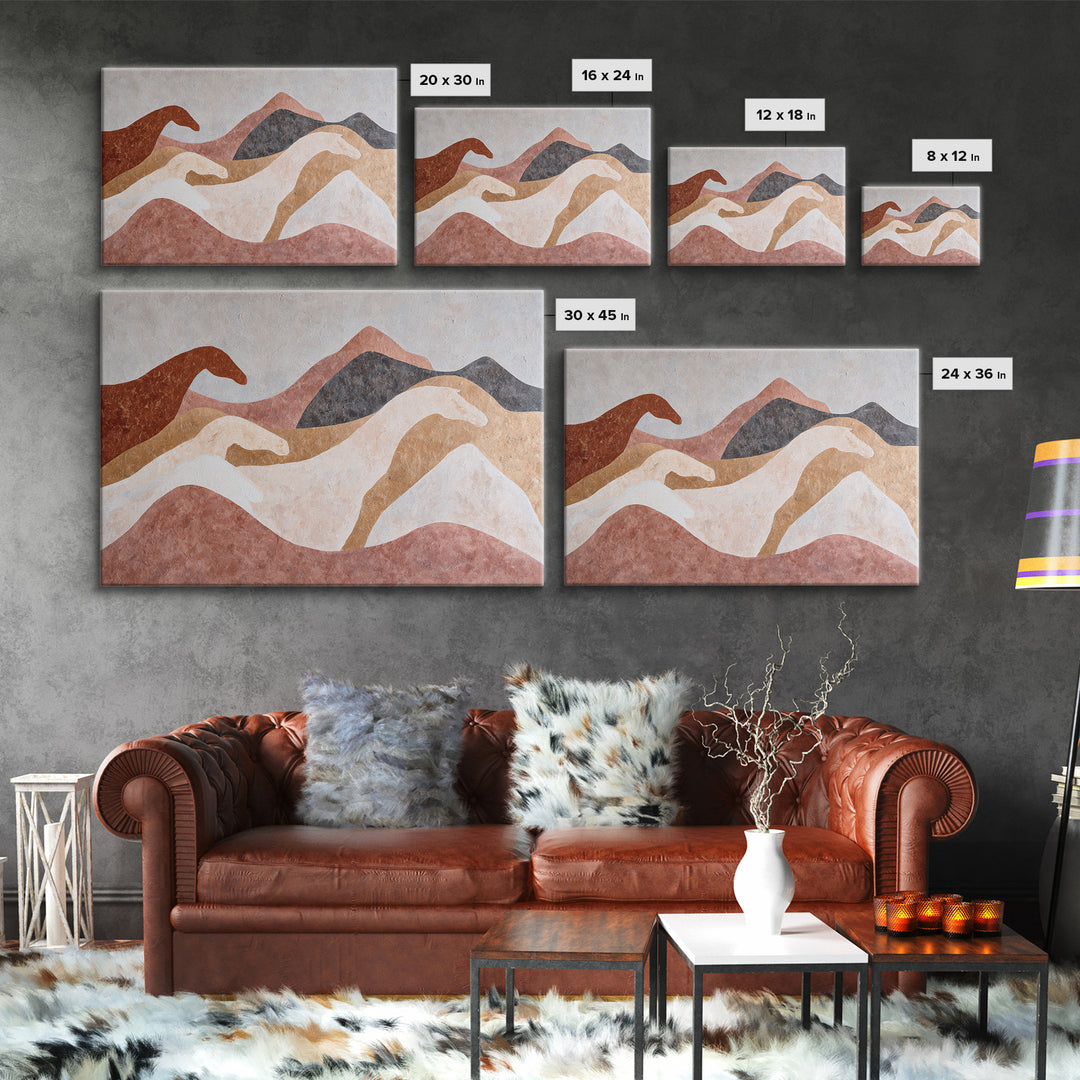 Minimal Horse Contour Canvas Print, Minimalist Art, Boho, Living Room Decor, Oil Painting, Minimal, Abstract Painting, MIN-3x2-22