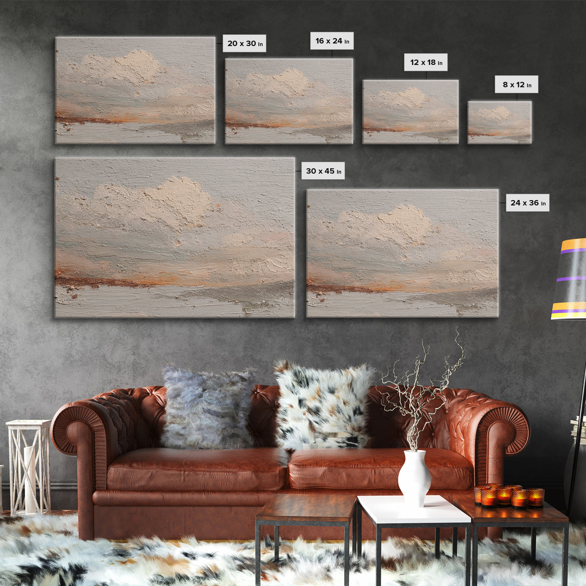 Small Cloud Study Framed Canvas Print, Minimalist Art, Modern Wall Art, Living Room Decor, Abstract Art, Minimal, MIN-3x2-25