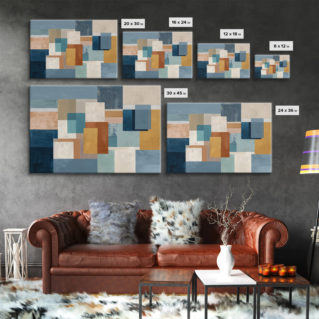 Calm Rectangle Composition Canvas Print, Minimalist Art, Boho, Living Room Decor, Oil Painting, Minimal, Abstract Painting, MIN-3x2-4
