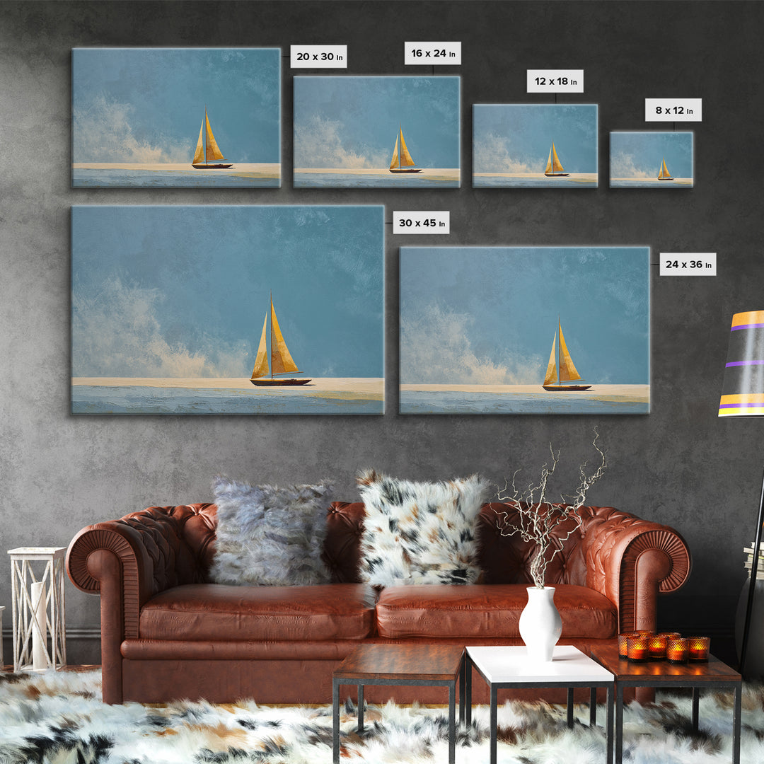 Tiny Sailboat under Open Sky Canvas Print, Minimalist Art, Printable Art, Living Room Decor, Fine Art, Minimal, Neutral Decor, MIN-3x2-42