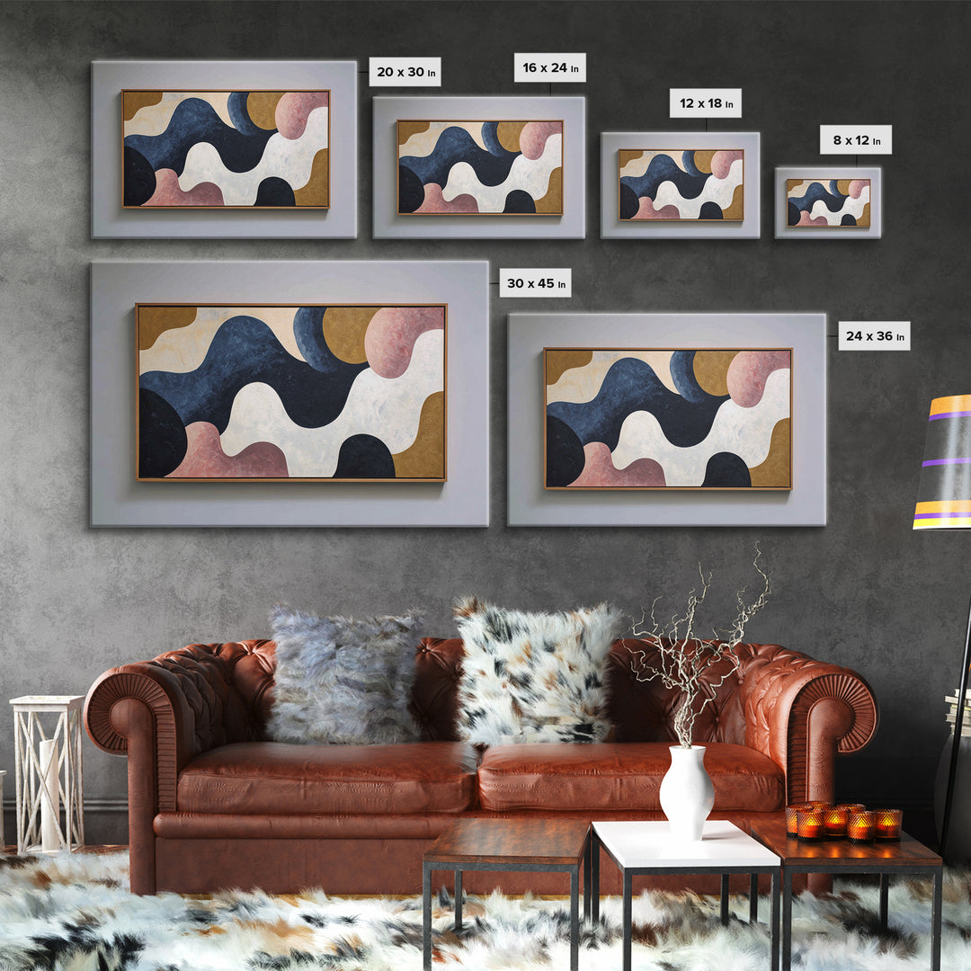Minimal Abstract Wave Line Framed Canvas Print, Minimalist Art, Minimalist Wall Art, Living Room Decor, Abstract Art, Minimal, MIN-3x2-65