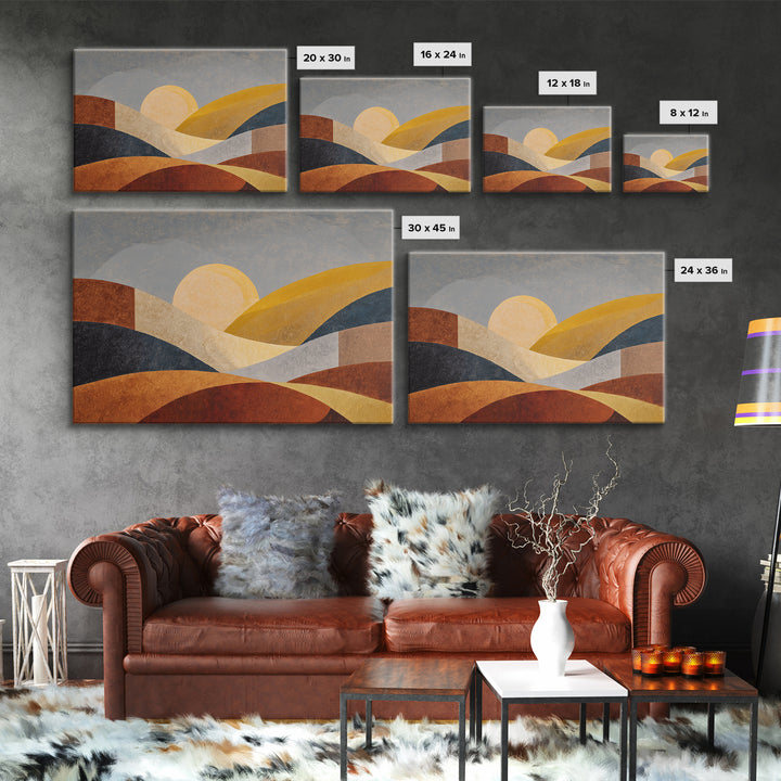 Simple Geometric Sun Canvas Print, Minimalist Art, Living Room Decor, Abstract Art, Minimal, Abstract Wall Art, MIN-3x2-67