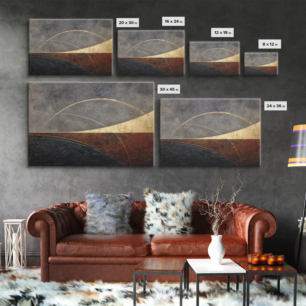 Single Gold Line Curve on Charcoal Framed Canvas Print, Minimalist Art, Gallery Decor, Living Room Decor, Fine Art, Minimal, MIN-3x2-69