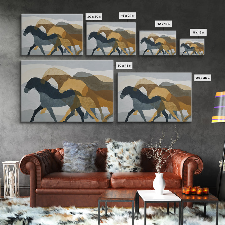 Minimal Horse Contour Framed Canvas Print, Minimalist Art, Living Room Decor, Fine Art, Minimal, Modern Decor, Fine Art Print, MIN-3x2-70