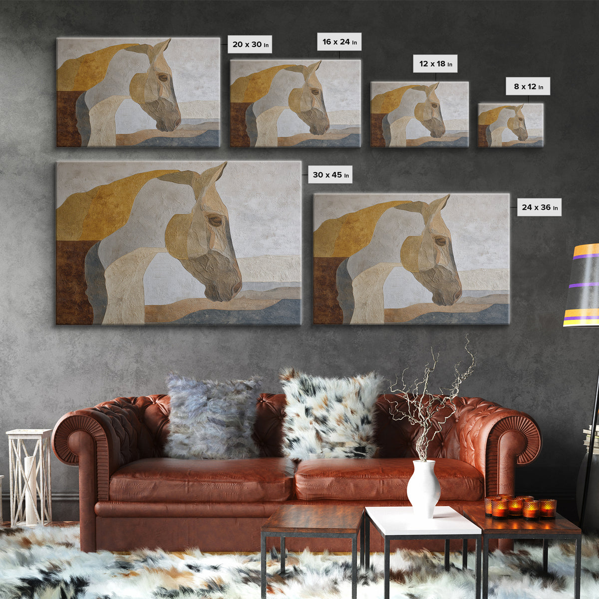 Minimal Horse Contour Canvas Print, Minimalist Art, Modern Wall Art, Living Room Decor, Abstract Art, Minimal, MIN-3x2-94