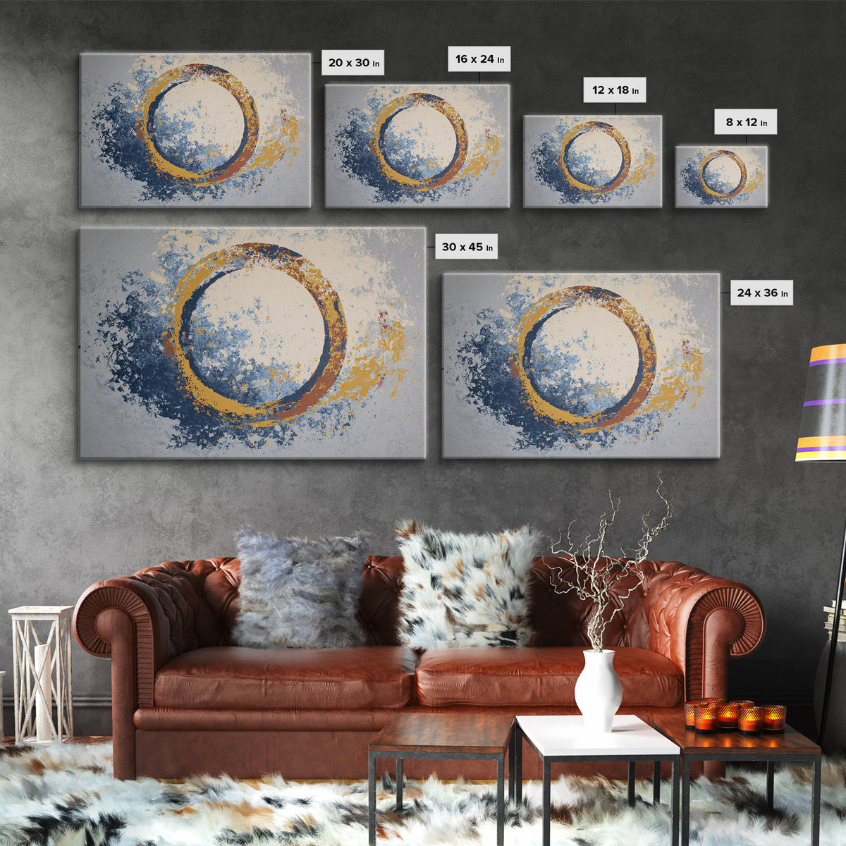 Single Brushstroke Circle Canvas Print, Minimalist Art, Abstract Painting, Living Room Decor, Fine Art, Minimal, MIN-3x2-98