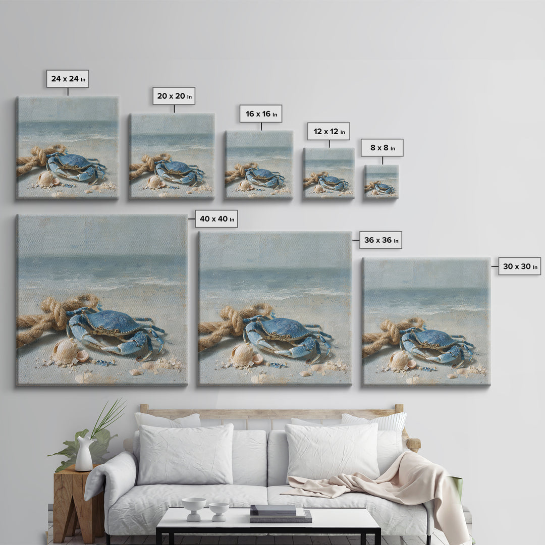 Blue Crab with Painterly Shell Texture Canvas Print, Marine Life Art, Modern, Living Room Decor, Oil Painting, Marine, MLA-1x1-82