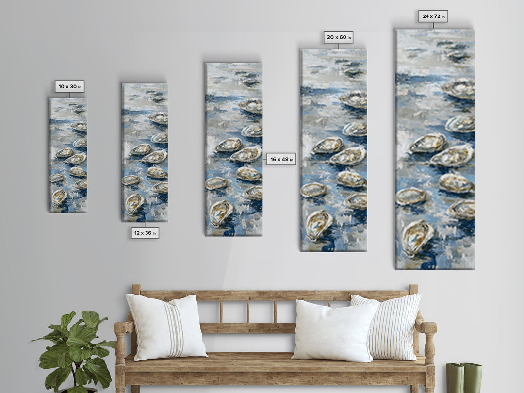 Oyster Shells with Pearly Highlights Canvas Print, Marine Life Art, Surf Poster, Living Room Decor, Fine Art, Marine, MLA-1x3-10