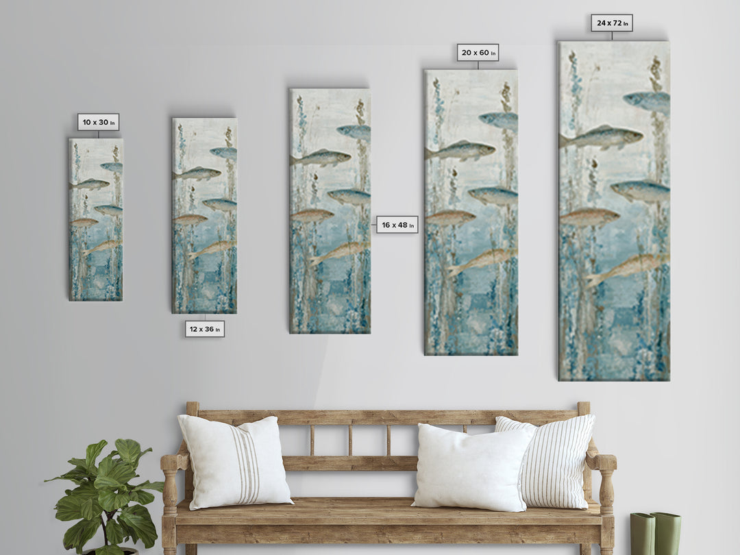 Koi Like Marine Fish Canvas Print, Marine Life Art, Modern, Living Room Decor, Fine Art, Marine, Statement Artwork, Boho Decor, MLA-1x3-28