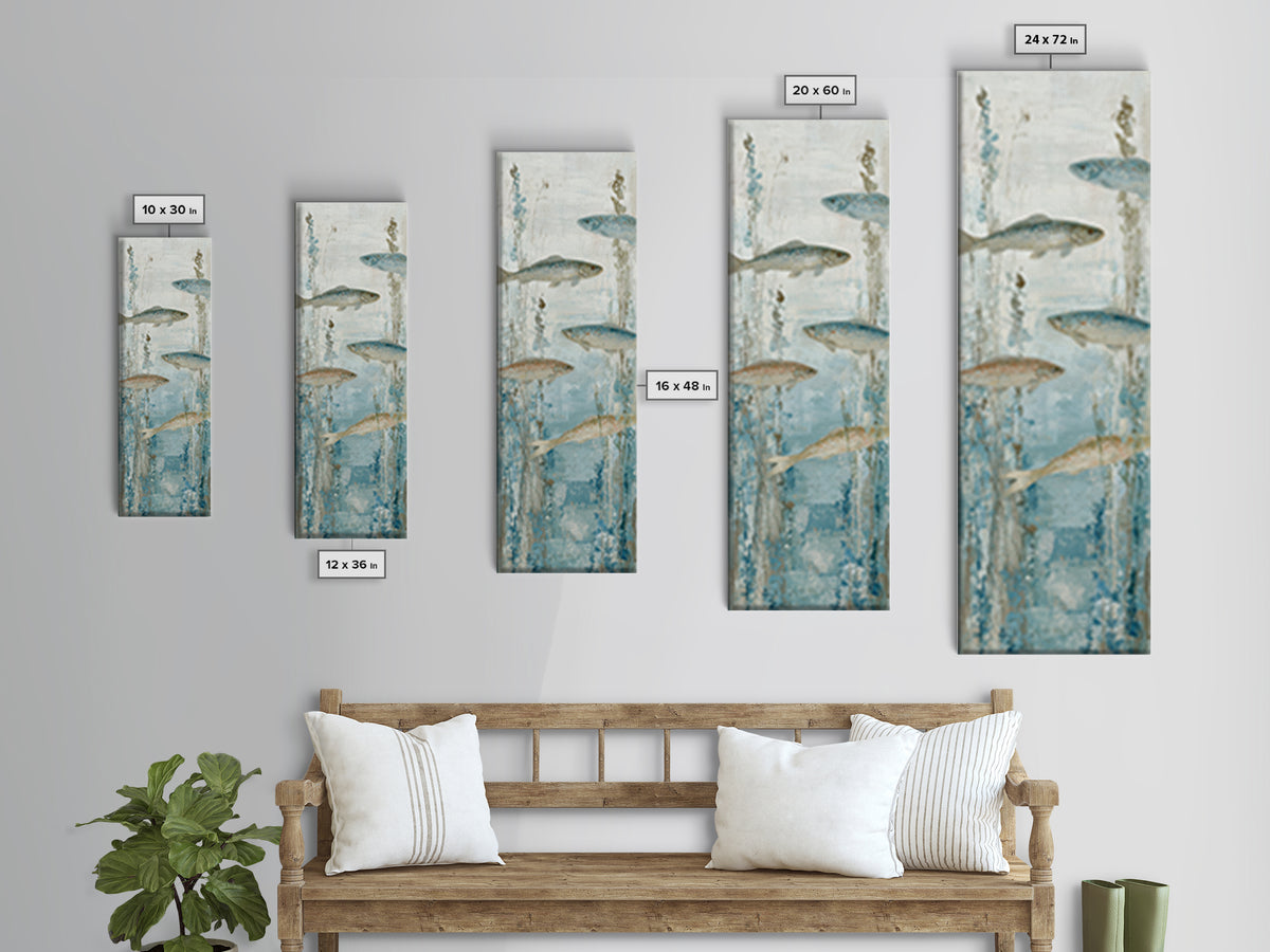 Koi Like Marine Fish Canvas Print, Marine Life Art, Modern, Living Room Decor, Fine Art, Marine, Statement Artwork, Boho Decor, MLA-1x3-28