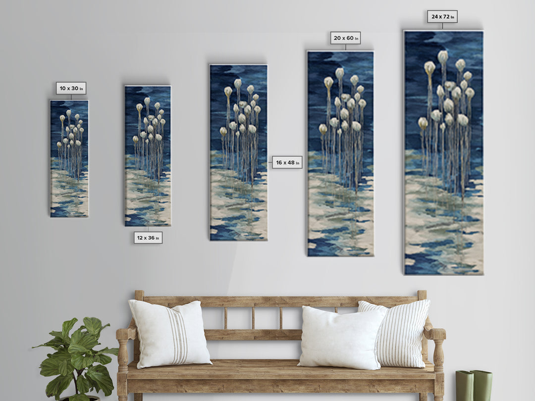 Jellyfish Floating in Luminous Dark Water Canvas Print, Marine Life Art, Fish Art, Living Room Decor, Fine Art, Marine, MLA-1x3-42