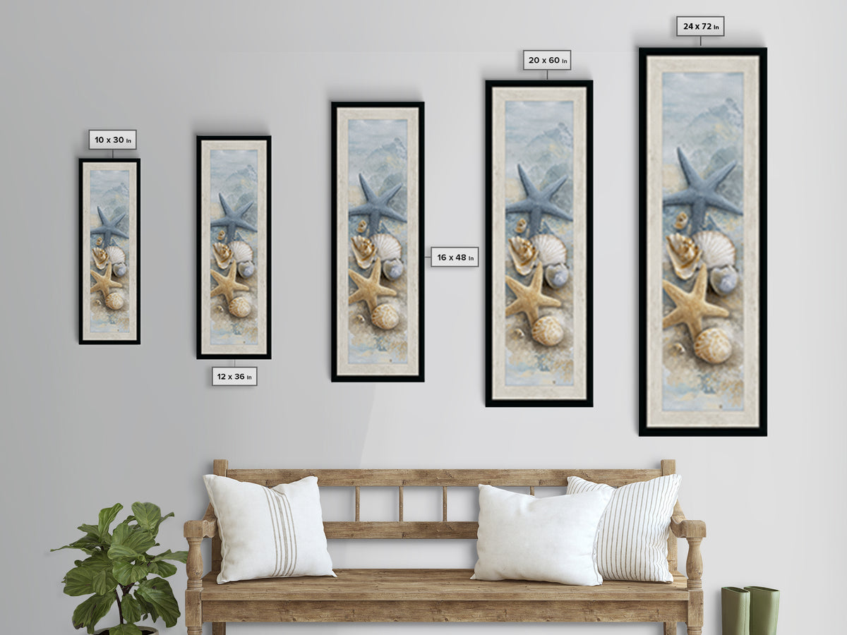 Starfish and Shells Natural Specimen Layout Canvas Print, Marine Life Art, Fine Art Print, Living Room Decor, Fine Art, Marine, MLA-1x3-73