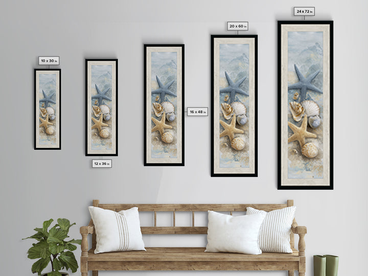 Starfish and Shells Natural Specimen Layout Canvas Print, Marine Life Art, Fine Art Print, Living Room Decor, Fine Art, Marine, MLA-1x3-73
