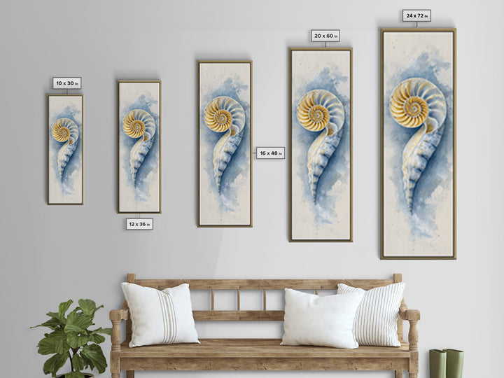 Nautilus Shell Study Canvas Print, Marine Life Art, Coastal Decor, Living Room Decor, Fine Art, Marine, Fish Art, Ocean Decor, MLA-1x3-95