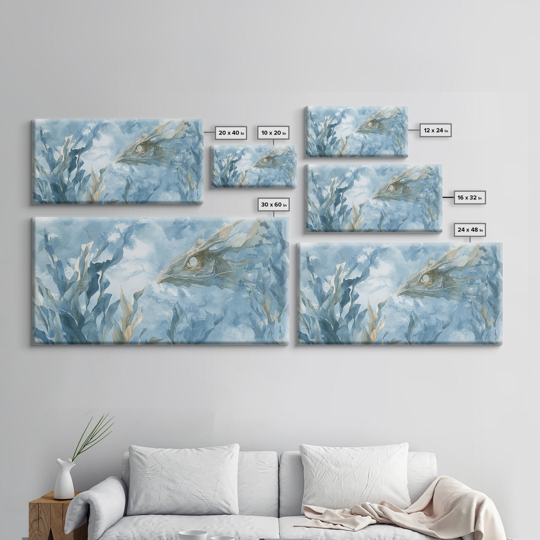 Sea Dragon Drifting Among Kelp Framed Canvas Print, Marine Life Art, Home Decor, Living Room Decor, Fine Art, Marine, MLA-2x1-13