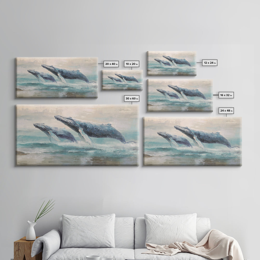 Humpback Whale and Calf Canvas Print, Marine Life Art, Gallery Decor, Living Room Decor, Fine Art, Marine, Minimalist Decor, MLA-2x1-62